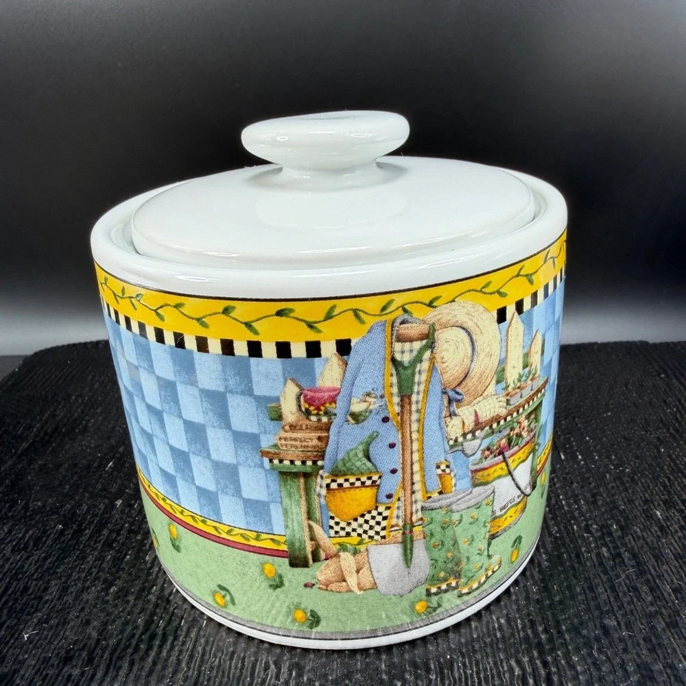 Sakura Garden Vignette Debbie Mumm Sugar Bowl Canister Jar with Lid 1999 Vintage